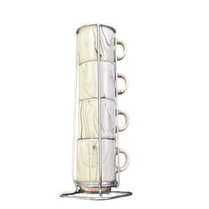 NEW Marble Patterned Stackable Espresso Mugs with Stand
